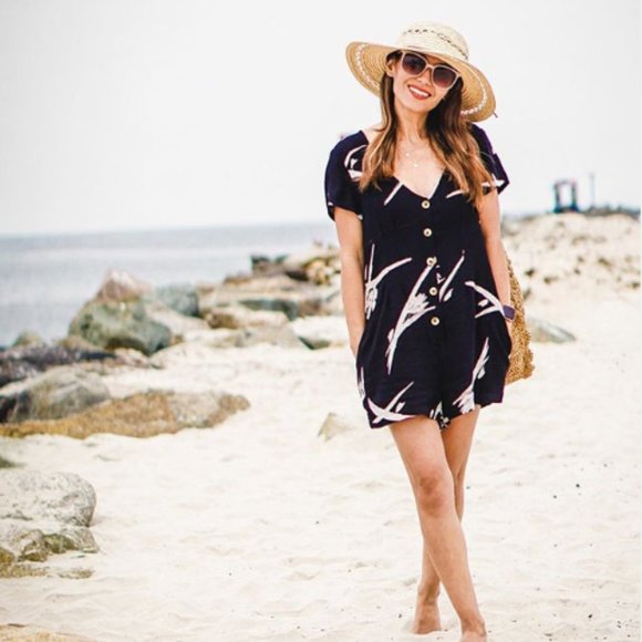 O'Neill Short Sleeve Floral Button Down Romper - Picture 11 of 16